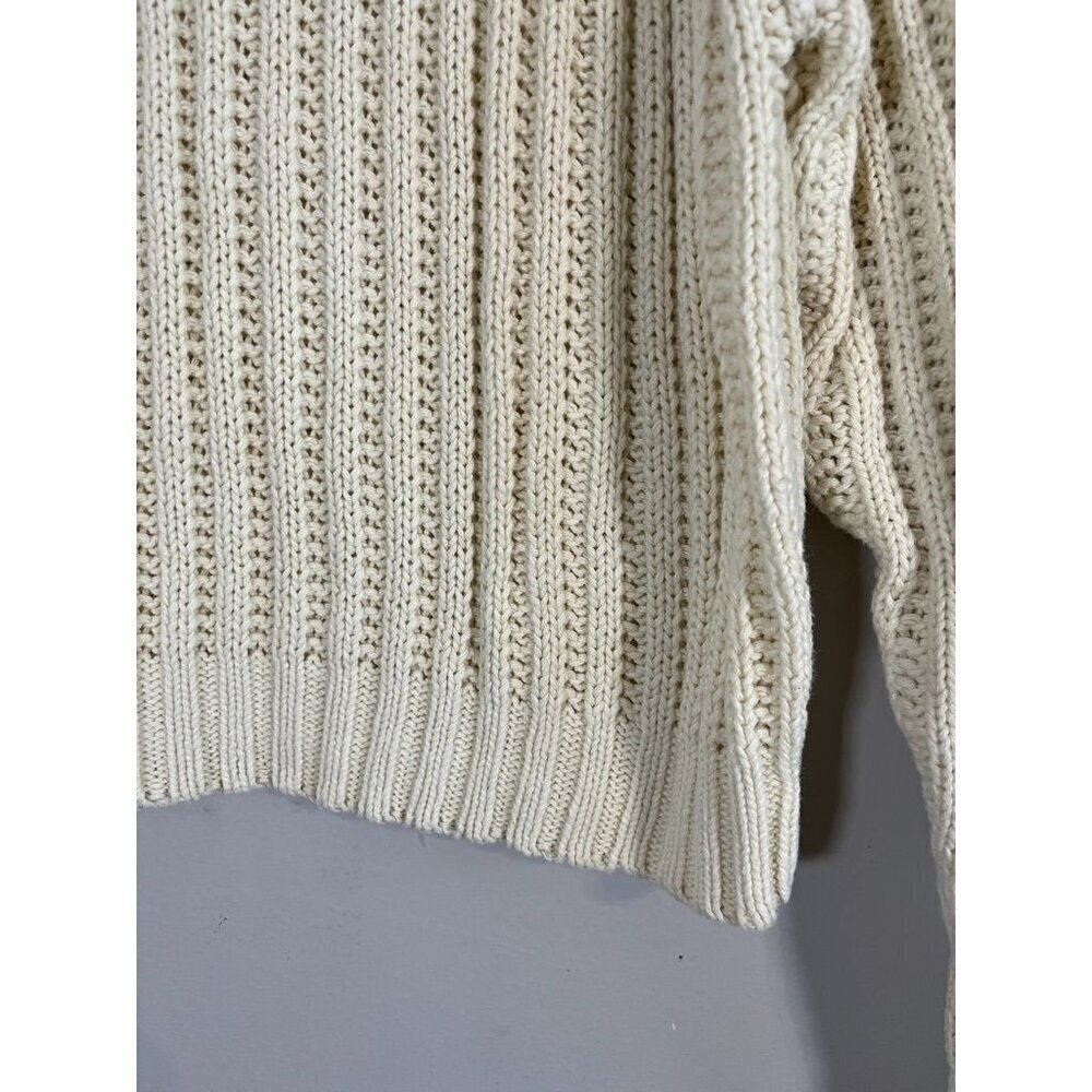 USA Classic Sweater Women L Cream Knit Pullover Neutral Cropped 80s - Picture 3 of 11